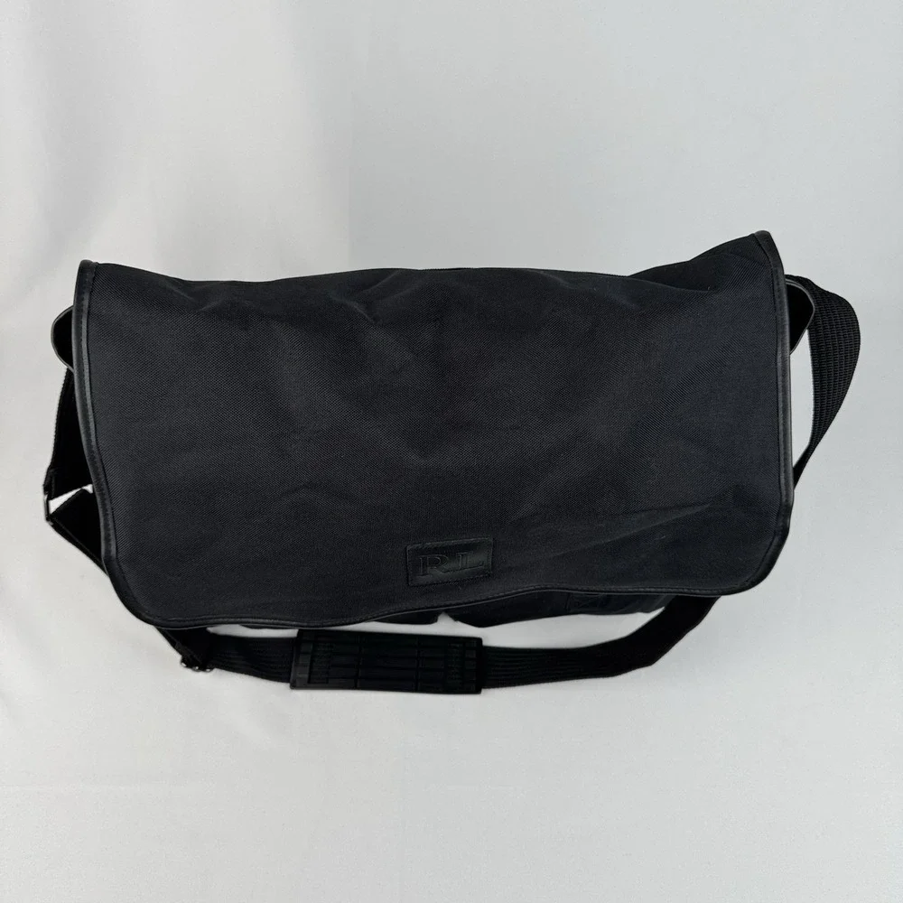 Ralph Lauren Large Canvas Satchel Commuter Travel Black Computer Bag 16